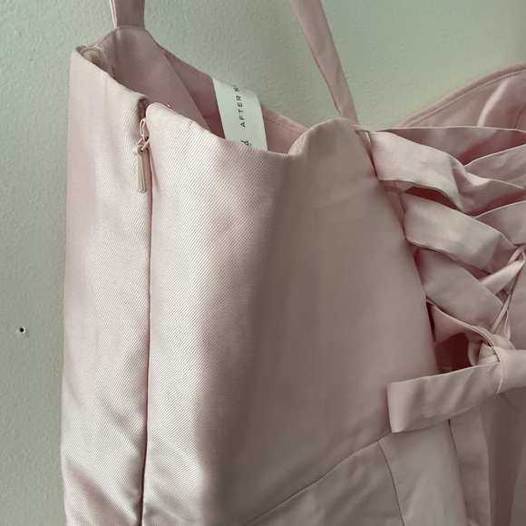 ALFRED SUNG Lace-Up Bustier Full Skirt Pockets Satin Pink Maxi Dress NWT 18 - Picture 10 of 13